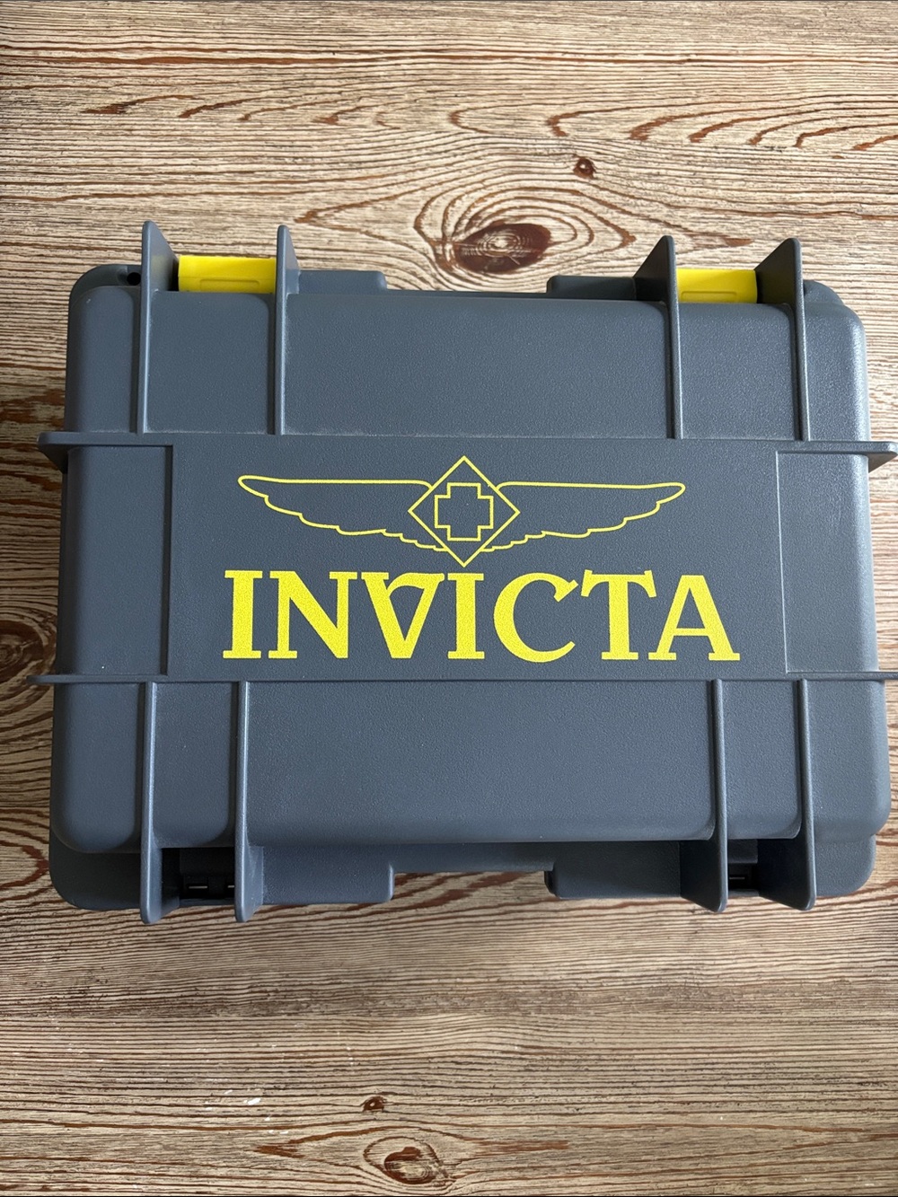 Invicta Gray Hard Protective Case with Yellow Logo Accents